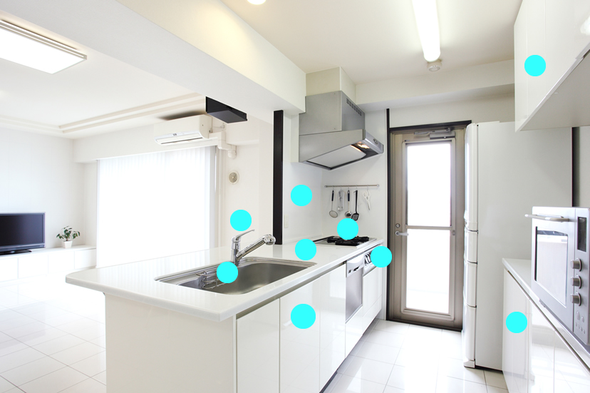 キッチンのコーティング箇所