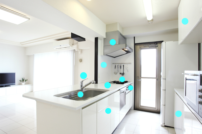 キッチンのコーティング箇所